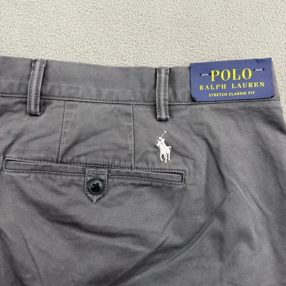 Polo Ralph Lauren Classic Fit Chino Pants 56B 56x30 Gray Stretch Cotton Twill